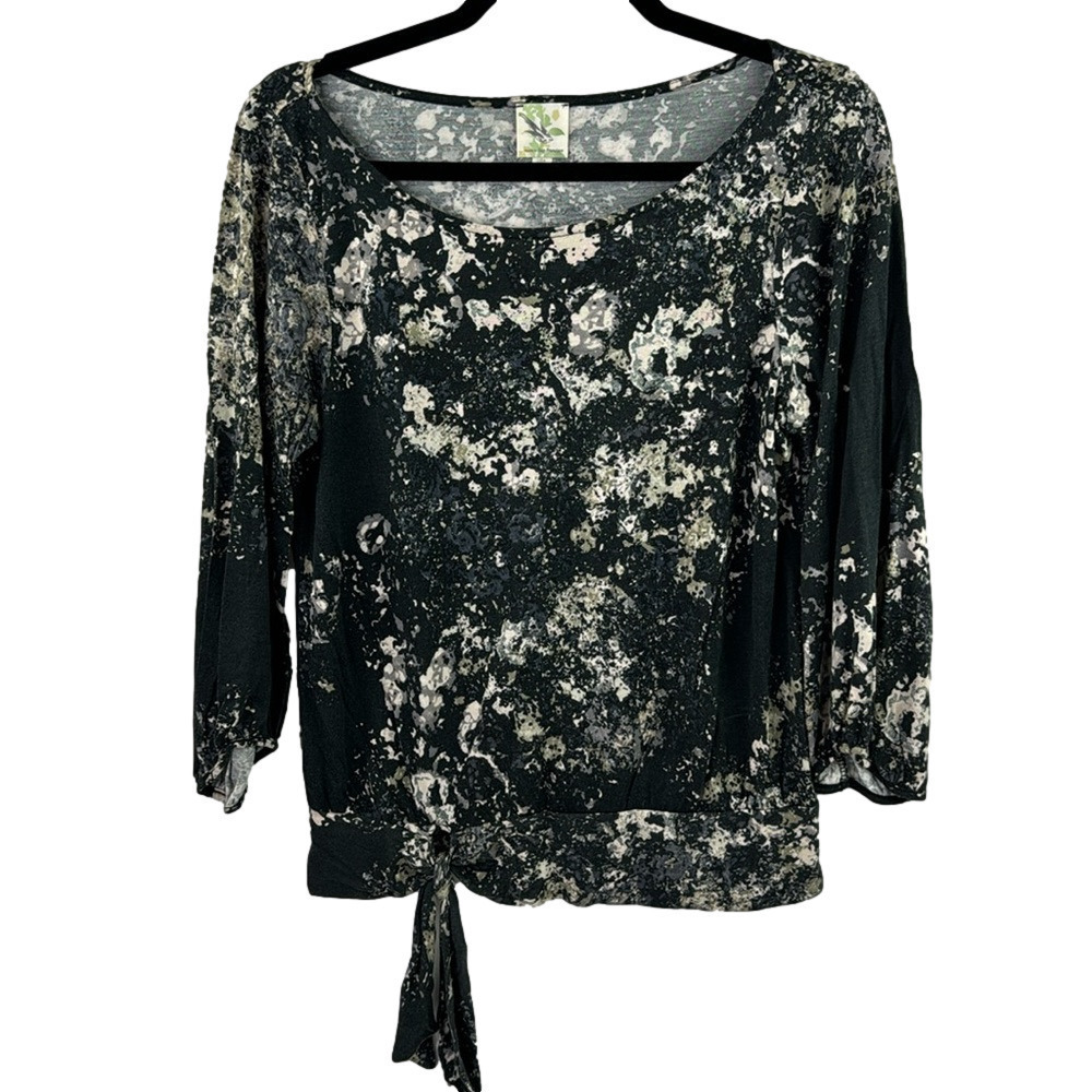Anthropologie Weston Wear Long Sleeve Black Splatter Pull On Shirt